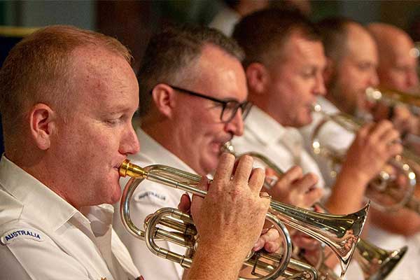 Navy band playing trumpets